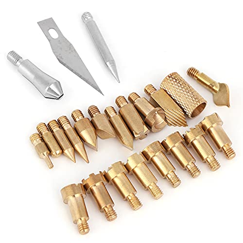 HEEPDD Holzverbrennungsspitze, 23PCS Kunst Holzverbrennungsspitzen Schablone zum Löten Brandmalerei Arbeits Schnitzen PrägungMontiereisen von HEEPDD