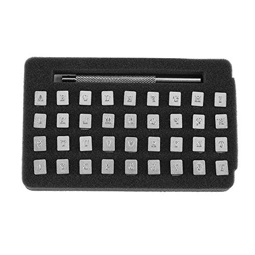 HEEPDD Leder präge Werkzeuge, 36-teiliges Alphabet- und Nummern Stempel-Set aus legiertem Stahl mit Antirutschgriff für DIY-Lederjacken-Taschen, Schuhgürtel-Brieftasche(3mm) von HEEPDD