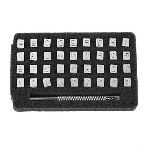 HEEPDD Lederpräge Werkzeuge, 36-teiliges Alphabet- und Nummernstempel-Set aus legiertem Stahl mit Antirutschgriff für DIY-Lederjacken-Taschen, Schuhgürtel-Brieftasche(6mm) von HEEPDD