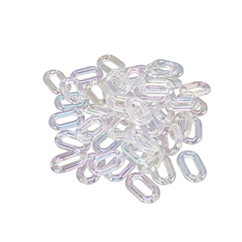 HEEPDD Ringe mit klaren Gliedern, Acryl-Kettenglieder, 50 Stück, klares, buntes Acrylmaterial für die DIY-Schmuckherstellung von HEEPDD