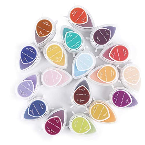 HEEPDD Stempelkissen Set, 40 farbiges Wassertropfen Form Bastel Stempelkissen Regenbogen Finger Stempelkissen für Scrapbooking Stempel aus Holzgewebe von HEEPDD