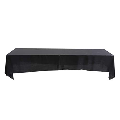 HEEPDD Transparente Tischdecke für Partys und Bankette, Tischdecke aus Polyester, 145 x 320 cm, mit gefalteten Kanten (Schwarz) von HEEPDD