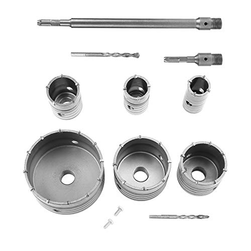HEEPDD Wolfram-Carbid-Spitzenbohrer 10-pcs-Set mit 300-mm-4-Seiten-Quadrat-Verlängerungs-Schaft, Ideal Zum Bohren von Wasserrohr und Heizungsrohr, Verriegelungsschrauben und Pilotbohrungen Inbegriffen von HEEPDD