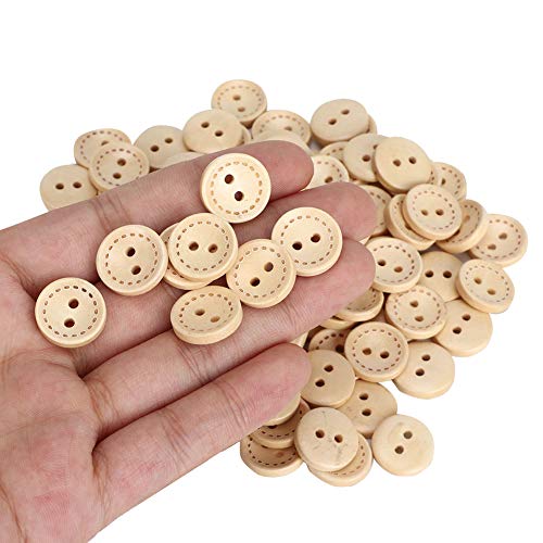 Holzknöpfe 100pcs, Niedliche Cartoon -Holzschnalle für DIY Bastelnähtrick, Breite Anwendungen, Stilvolle Holzschnalle mit Mehreren Anwendungen (1,5 cm Markierung) von HEEPDD