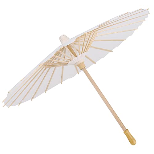 Massivholzrippen Weiße Farbe Papier Regenschirm , Vintage DIY Handmale Parasol für Kindergartenaktivitäten, Schulunterrichtsübungen Party Cosplay Requisite (HEEPDD46dmwp0hsg-03) von HEEPDD