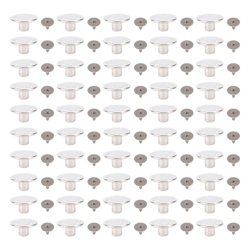 Metall-Hosenknopf-Set, 50 Sets, 17 Mm, Retro-Hosenknopf aus Edelstahl, Silberner Blattstern, Praktische Nieten mit Schraubverbindungsmuster für Hosen und Mäntel Metall-Hosenknopf-Set, 50 Sets, 17 Mm, Retro-Hosenknopf aus Edelstahl, Silberner Blattstern, Praktische Nieten mit Schraubverbindungsmuster für Hosen und Mäntel von HEEPDD