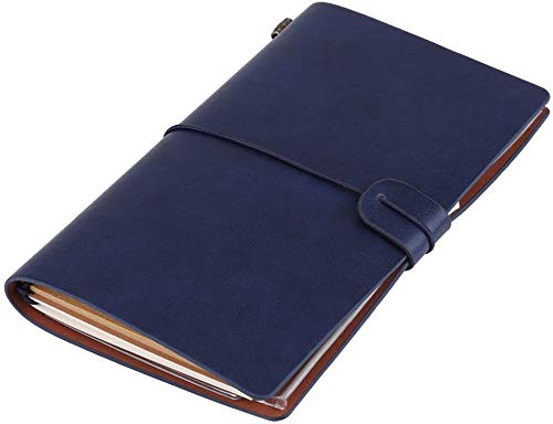HEEPDD Notizbuch, Reisetagebuch, 5 Farben, Reisetagebuch, PU-Leder, Retro, klassisch, personalisiert mit Notizblock, nachfüllbares Tagebuch (Dunkelblau) von HEEPDD