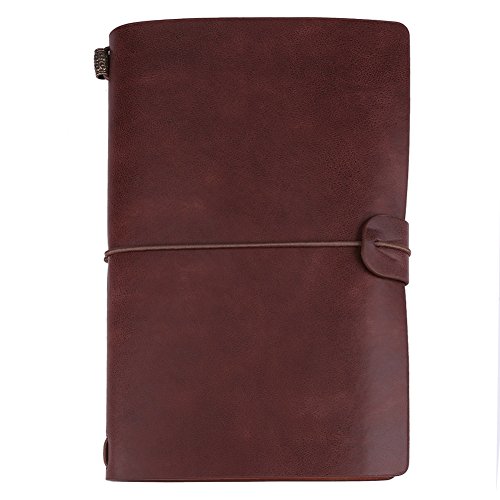 Atyhao HEEPDD Reisetagebuch, 5 Farben, PU-Leder, Retro, klassisch, personalisiert mit dem Notizblock, nachfüllbares Tagebuch, für Männer und Frauen (Dunkelbraun) von Atyhao