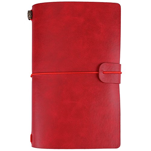 Notizblöcke Reisenotizbuch, 5 Farben Classic Retro PU Leder Travel Journal personalisierte nachfüllbare handgemachte Tagebuch Notizblock für Männer & Frauen schreiben & Geschenke(rot) von Atyhao