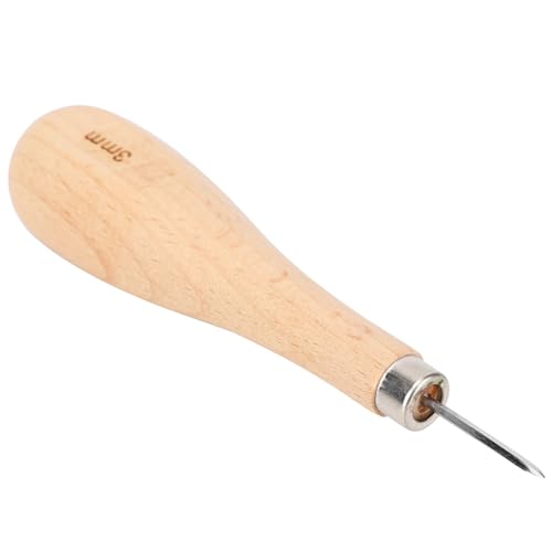 Stahlkegelstanzleder-Awl, Point Rhombus Awl mit Ulmengriff für Lederarbeiten, 3 Mm 4 Mm 5-6 Buche + Stahl (3 mm) von HEEPDD