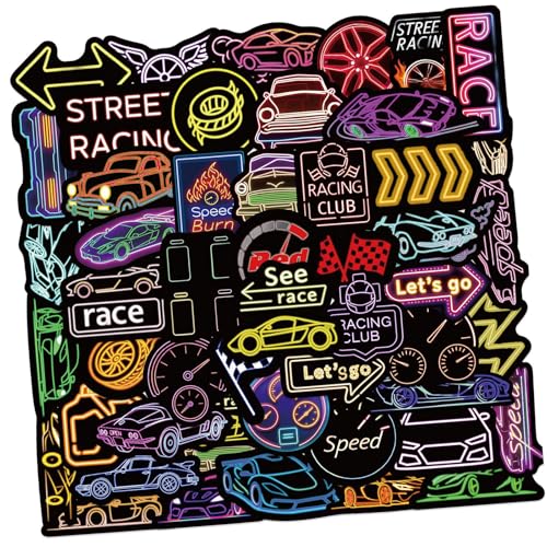 50 Blätter Rennauto Aufkleber Gepäckaufkleber Sammelalbum Dekorative Belohnung Für Telefon Nootbook Laptop Dekorative Aquarell Uggage von HEEZOU