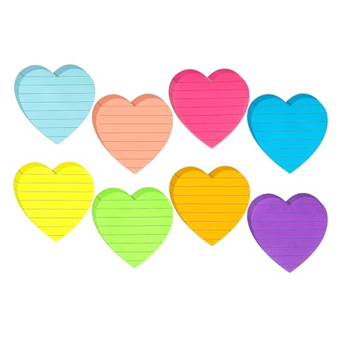 8 Stück linierte Haftnotizen, bunt, einfacher Notizblock, leicht zu schreiben, Herzform, Notizpapier, Notizpapier, Herzform, liniert für die Schule 8 Stück linierte Haftnotizen, bunt, einfacher Notizblock, leicht zu schreiben, Herzform, Notizpapier, Notizpapier, Herzform, liniert für die Schule von HEEZOU
