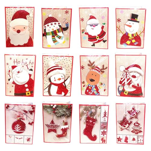 HEEZOU 12pcs Holiday Music Grußkarten Mit Überraschenden Melodien Wiedergabe Verschiedener Muster Und Robuste Kartonmaterialien Weihnachtskarten Set Mit Schreibraum von HEEZOU