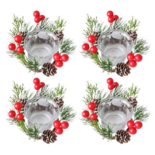 HEEZOU 4 Stück Tannenzapfen und Beeren Kranz, stilvolle Kiefern- und Beeren-Glasringe für elegantes Bücherregal-Ornament HEEZOU 4 Stück Tannenzapfen und Beeren Kranz, stilvolle Kiefern- und Beeren-Glasringe für elegantes Bücherregal-Ornament von HEEZOU