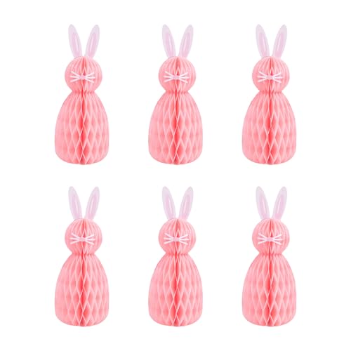 HEEZOU 6 x Wabenförmige Oster-Hängedekorationen, 3D-Hasen-Mittelstücke, modisches Accessoire für Party und Tischdekoration HEEZOU 6 x Wabenförmige Oster-Hängedekorationen, 3D-Hasen-Mittelstücke, modisches Accessoire für Party und Tischdekoration von HEEZOU
