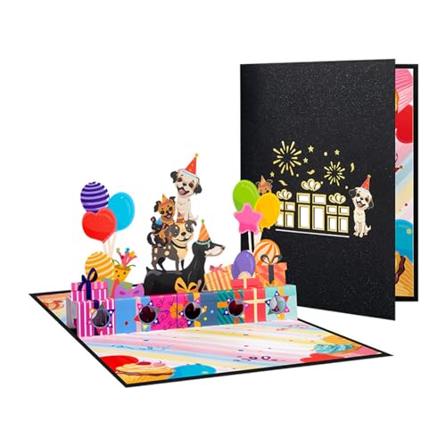 HEEZOU Delicate 3D Popup Dog Birthday Card Elegante 3D Hunde Geburtstagsgrußkarte Mit Platz Für Bargeld Oder Geschenkgutscheine von HEEZOU