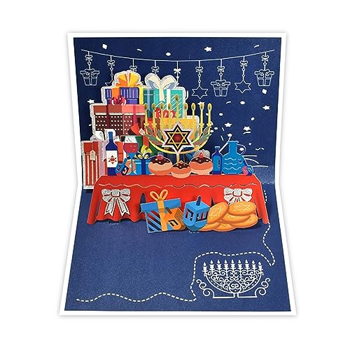 HappyHanukkah 3D-Grußkarte für Chanukah-Festivals, handgefertigte Geschenke, PopUp-Lichtkarte, Segenskarten von HEEZOU