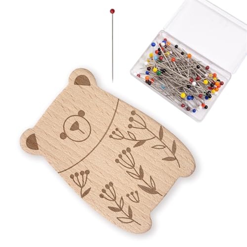 Holznadelkissen mit 100 Nähnadeln zum Schneidern, Nähen, 38 mm, Quilten, Positionierungsnadeln mit Nadelhalter Holznadelkissen mit 100 Nähnadeln zum Schneidern, Nähen, 38 mm, Quilten, Positionierungsnadeln mit Nadelhalter von HEEZOU