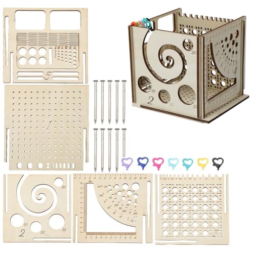 Multifunktionaler Holzgarnhalter für Garn, Häkelnadeln, Strickzubehör, Häkelwerkzeughalter mit mehreren Fächern von HEEZOU