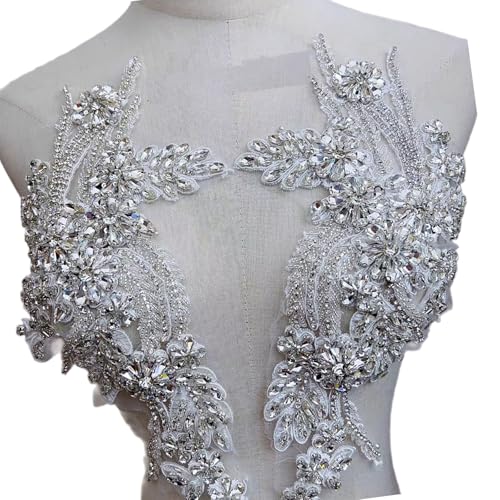 Strass-Spitzenstoff-Applikation mit Schmucksteinen zum Aufnähen für Hochzeit/Abendkleid, Kleidung, Modeprojekte, Handwerk Strass-Spitzenstoff-Applikation mit Schmucksteinen zum Aufnähen für Hochzeit/Abendkleid, Kleidung, Modeprojekte, Handwerk von HEEZOU