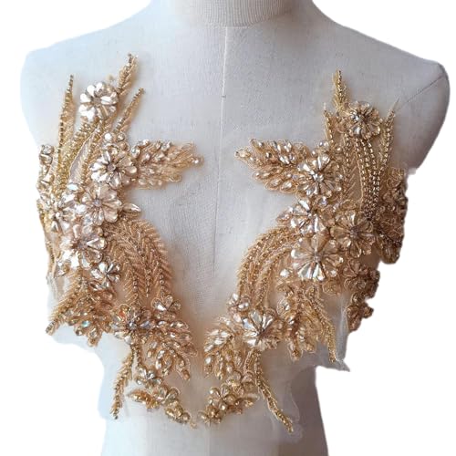 Strass-Spitzenstoff-Applikation mit Schmucksteinen zum Aufnähen für Hochzeit/Abendkleid, Kleidung, Modeprojekte, Handwerk Strass-Spitzenstoff-Applikation mit Schmucksteinen zum Aufnähen für Hochzeit/Abendkleid, Kleidung, Modeprojekte, Handwerk von HEEZOU