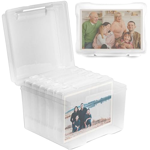 HEFTMAN 5 x 7 Foto-Aufbewahrungsboxen – Transparente Foto-Aufbewahrungsbox mit 6 inneren Fotohüllen, für 600 Fotos – Transparent von HEFTMAN