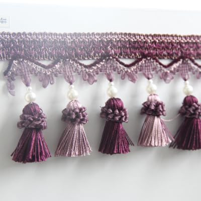 1 Meter Perlenfransen-Quastenband for elegante Vorhangdekoration | Spitzenbesatz for Nähen for Zuhause(Beige) von HEHEH