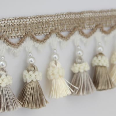 1 Meter Perlenfransen-Quastenband for elegante Vorhangdekoration | Spitzenbesatz for Nähen for Zuhause(Purple) von HEHEH