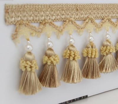 1 Meter Perlenfransen-Quastenband for elegante Vorhangdekoration | Spitzenbesatz for Nähen for Zuhause(Yeiiow) von HEHEH