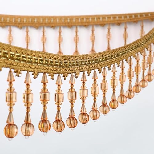1 Meter Spitzenbesatz mit Kristallperlenfransen – elegantes Hängeband for Nähen, als Vorhang- und Tischdeckendekor(Orange) von HEHEH