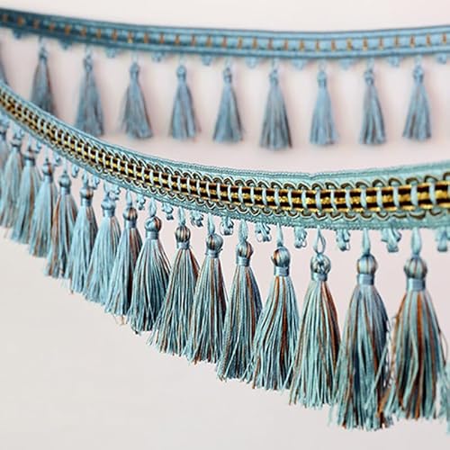 1 Meter dekorativer Fransenbesatz mit Quaste – elegantes Spitzenband aus Polyester for Nähen, for Vorhänge, Tischdecken und als Heimdekoration(Turquoise) von HEHEH