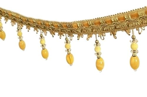 12 Yards Perlenfransenbesatz – Eleganter Spitzenbesatz for selbstgemachte Sofa-, Hochzeits- und Vorhangdekorationen(Gold) von HEHEH