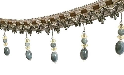 12 Yards Perlenfransenbesatz – Eleganter Spitzenbesatz for selbstgemachte Sofa-, Hochzeits- und Vorhangdekorationen(Grijs) von HEHEH