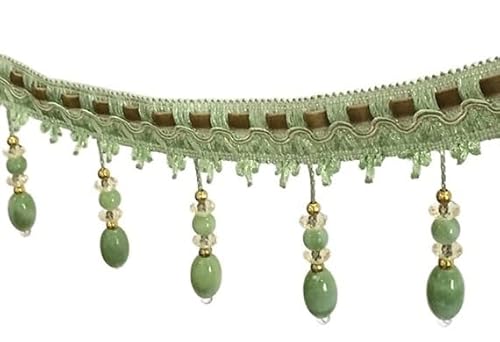 12 Yards Perlenfransenbesatz – Eleganter Spitzenbesatz for selbstgemachte Sofa-, Hochzeits- und Vorhangdekorationen(Ligh Green) von HEHEH
