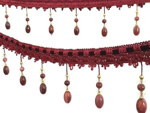 12 Yards Perlenfransenbesatz – Eleganter Spitzenbesatz for selbstgemachte Sofa-, Hochzeits- und Vorhangdekorationen(Red) von HEHEH