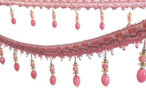 12 Yards Perlenfransenbesatz – Eleganter Spitzenbesatz for selbstgemachte Sofa-, Hochzeits- und Vorhangdekorationen(Roze) von HEHEH