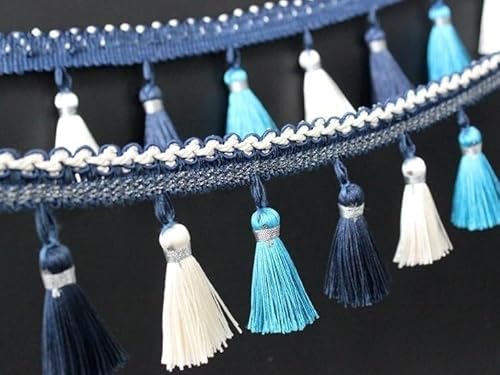 12 Yards dekorativer Fransenbesatz – elegante geflochtene Spitze aus Polyester for Nähen, for Vorhänge und Tischdecken(Dark blue) von HEHEH