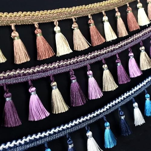 12 Yards dekorativer Fransenbesatz – elegante geflochtene Spitze aus Polyester for Nähen, for Vorhänge und Tischdecken(Purple) von HEHEH