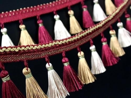 12 Yards dekorativer Fransenbesatz – elegante geflochtene Spitze aus Polyester for Nähen, for Vorhänge und Tischdecken(Red) von HEHEH