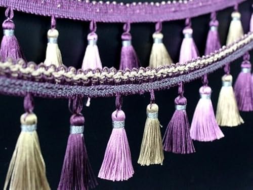 12 Yards dekorativer Fransenbesatz – elegante geflochtene Spitze aus Polyester for Nähen, for Vorhänge und Tischdecken(White) von HEHEH