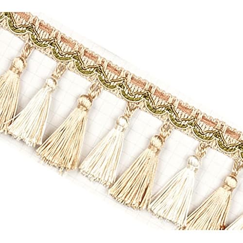2 Meter dekorativer Spitzenbesatz for Nähen von Fransen for Vorhänge, Bänder, Sofas und Tischdecken, Heimdekoration(Beige) von HEHEH