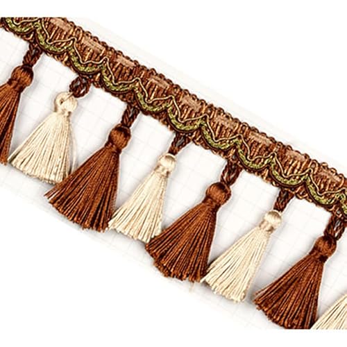 2 Meter dekorativer Spitzenbesatz for Nähen von Fransen for Vorhänge, Bänder, Sofas und Tischdecken, Heimdekoration(Bruin) von HEHEH