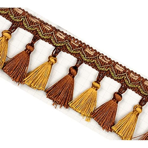 2 Meter dekorativer Spitzenbesatz for Nähen von Fransen for Vorhänge, Bänder, Sofas und Tischdecken, Heimdekoration(Dark Brown) von HEHEH