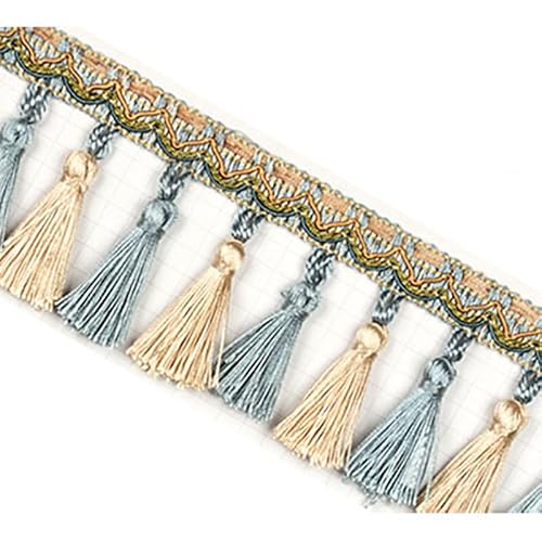 2 Meter dekorativer Spitzenbesatz for Nähen von Fransen for Vorhänge, Bänder, Sofas und Tischdecken, Heimdekoration(Light Blue) von HEHEH