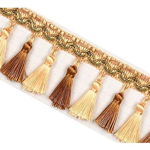 2 Meter dekorativer Spitzenbesatz for Nähen von Fransen for Vorhänge, Bänder, Sofas und Tischdecken, Heimdekoration(Light Brown) von HEHEH