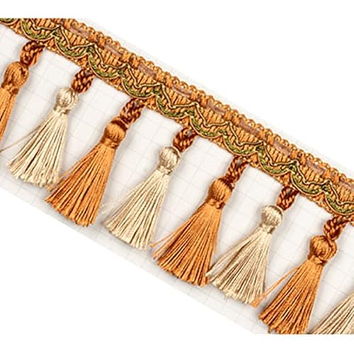 2 Meter dekorativer Spitzenbesatz for Nähen von Fransen for Vorhänge, Bänder, Sofas und Tischdecken, Heimdekoration(Oranje) von HEHEH