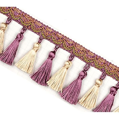 2 Meter dekorativer Spitzenbesatz for Nähen von Fransen for Vorhänge, Bänder, Sofas und Tischdecken, Heimdekoration(Purple) von HEHEH
