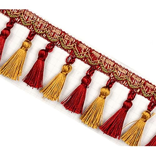 2 Meter dekorativer Spitzenbesatz for Nähen von Fransen for Vorhänge, Bänder, Sofas und Tischdecken, Heimdekoration(Red) von HEHEH