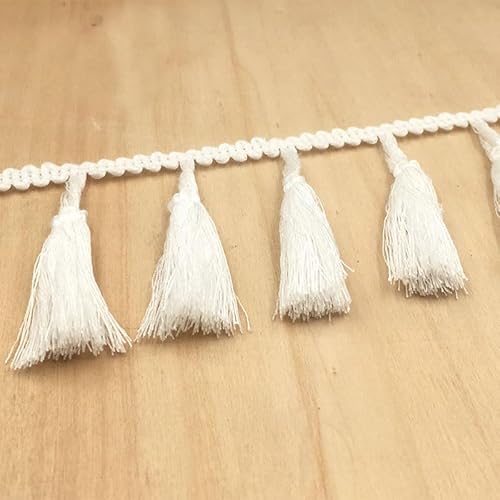 25 Meter elegante Quastenfransenborte for die Heimdekoration – vielseitige Nähspitze for Vorhänge, Tischdecken und Bastelarbeiten(Whie) von HEHEH