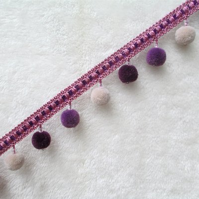 3 Yards Perlenfransenbesatz mit Pompons for die Heimdekoration – Eleganter Vorhang- und Tischdeckenbesatz(Purple) von HEHEH